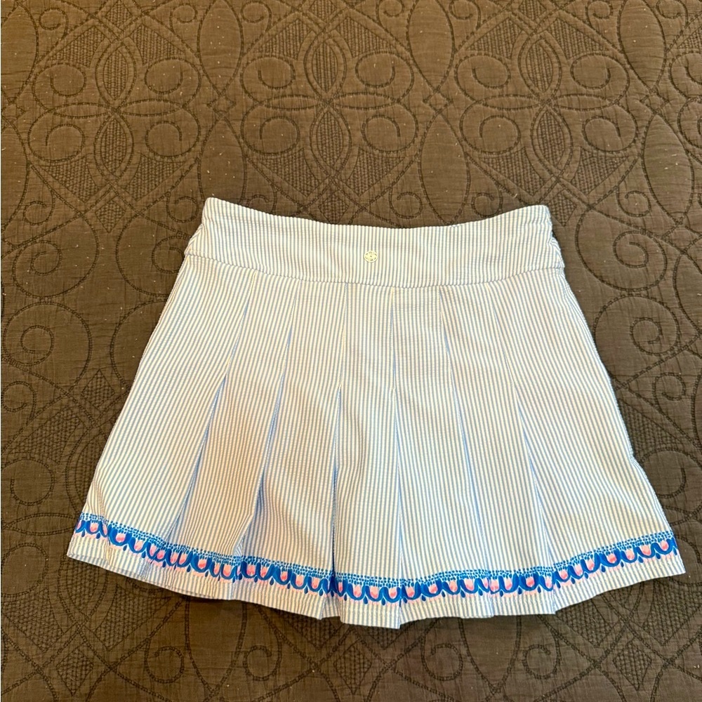 Lilly Pulitzer seersucker Blue and White Striped skort